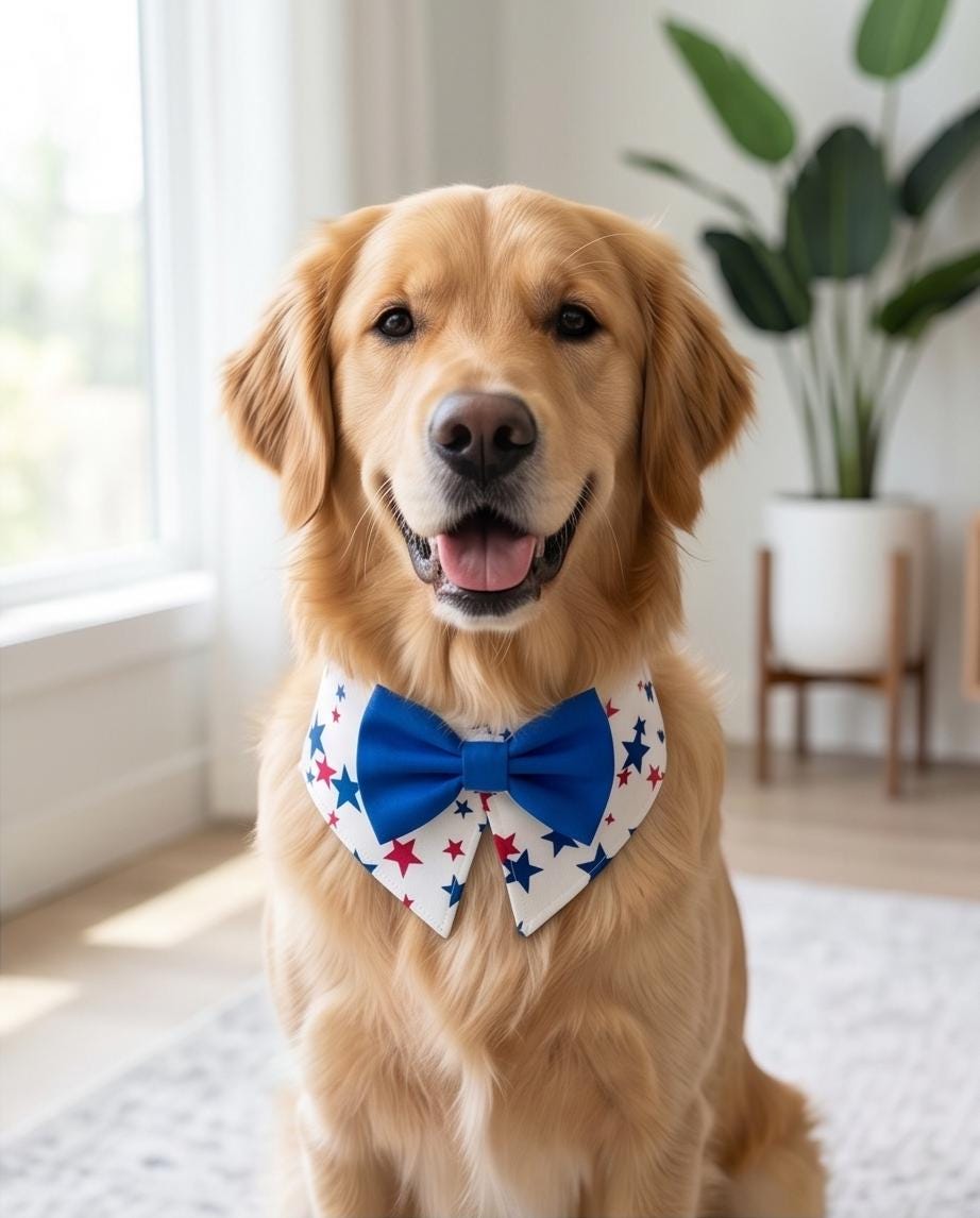Patriotic Dog Collar Bandana, 4th of July Pet Bandana, USA Scarf, Independence Day Dog Gift, American pet Bandana, Tuxedo for dogs and cats