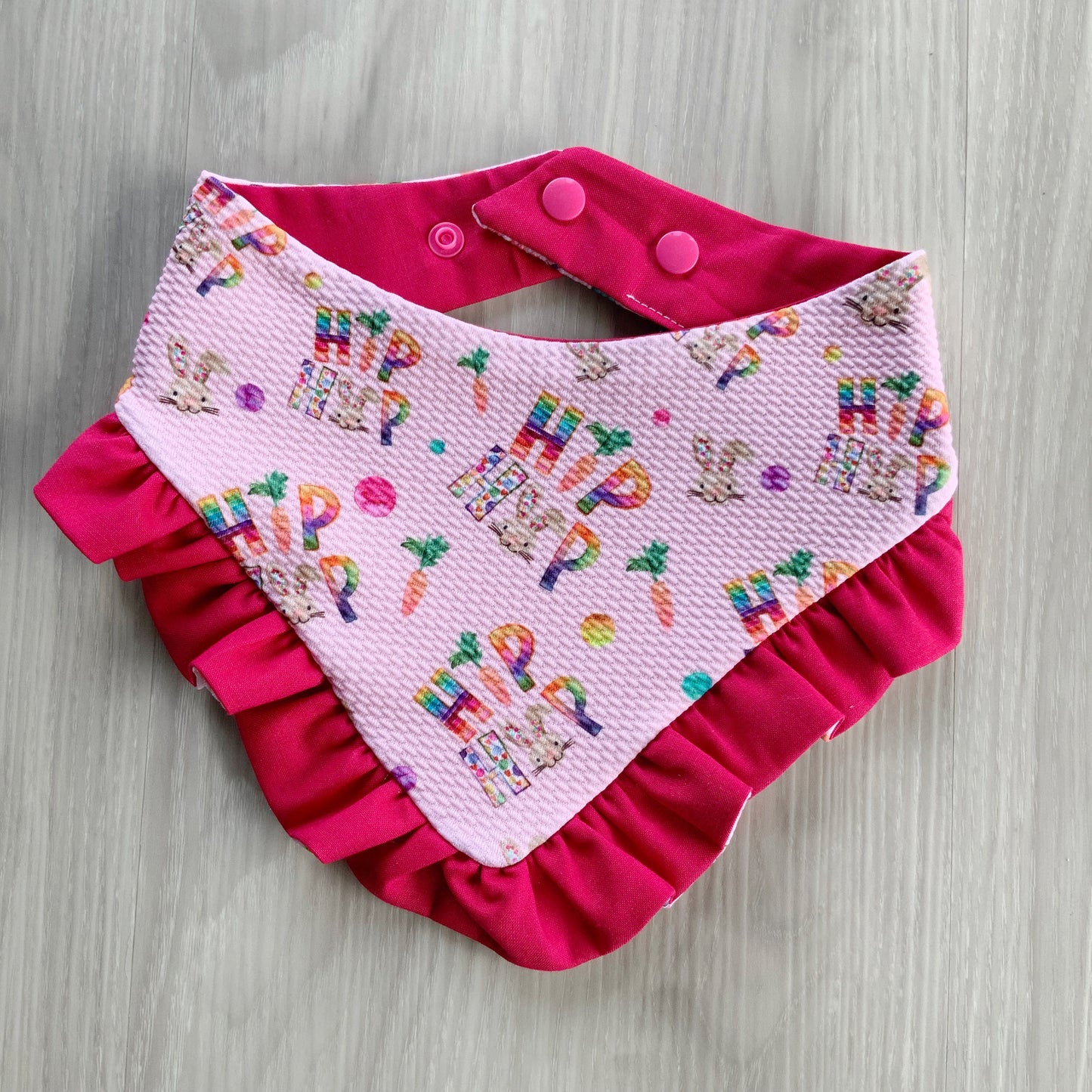 Easter Dog bandana with ruffles, hip hop Snap on Bandana, Matching hair-bow, Bow and Bandana, Floral bandana