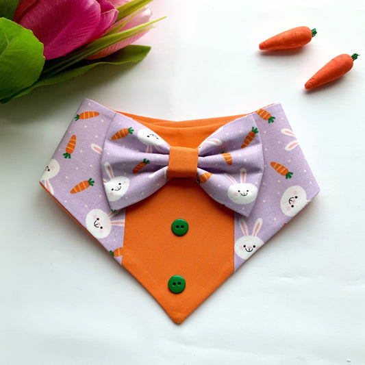 Easter Dog Tuxedo Bandana, Bunnies Bandana with bow tie for dogs, Easter cute dog boy accessories
