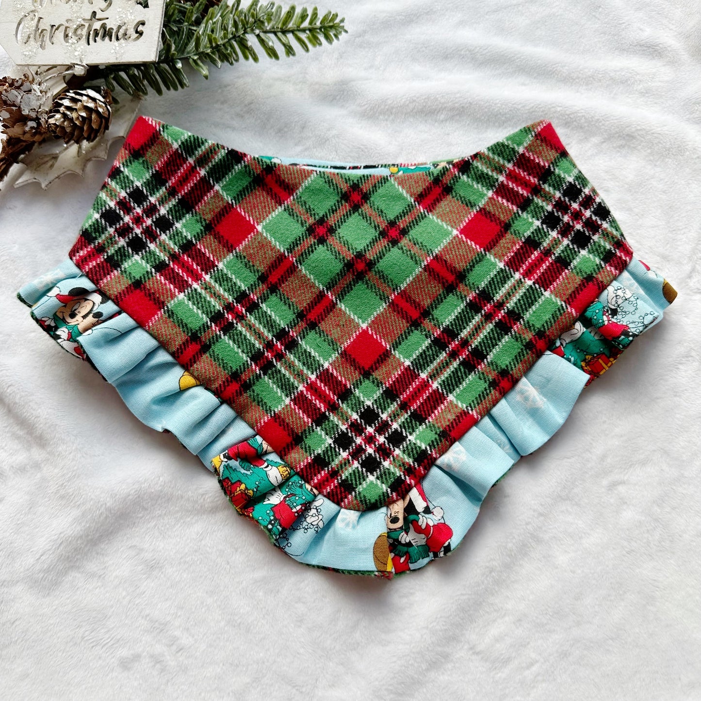 Christmas Soft Blue W/Ruffles Dog bandana