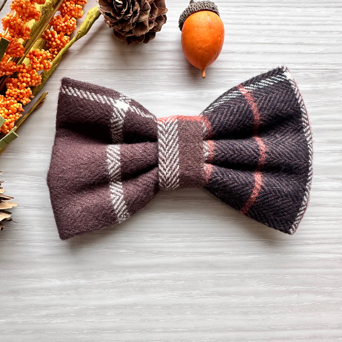 Plaid Fall Dog Bowtie,