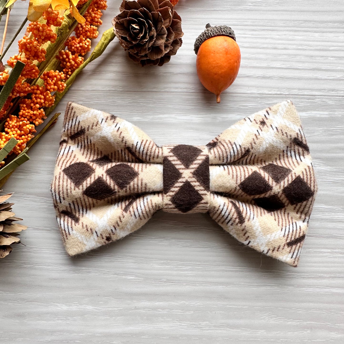 Plaid Fall Dog Bowtie,