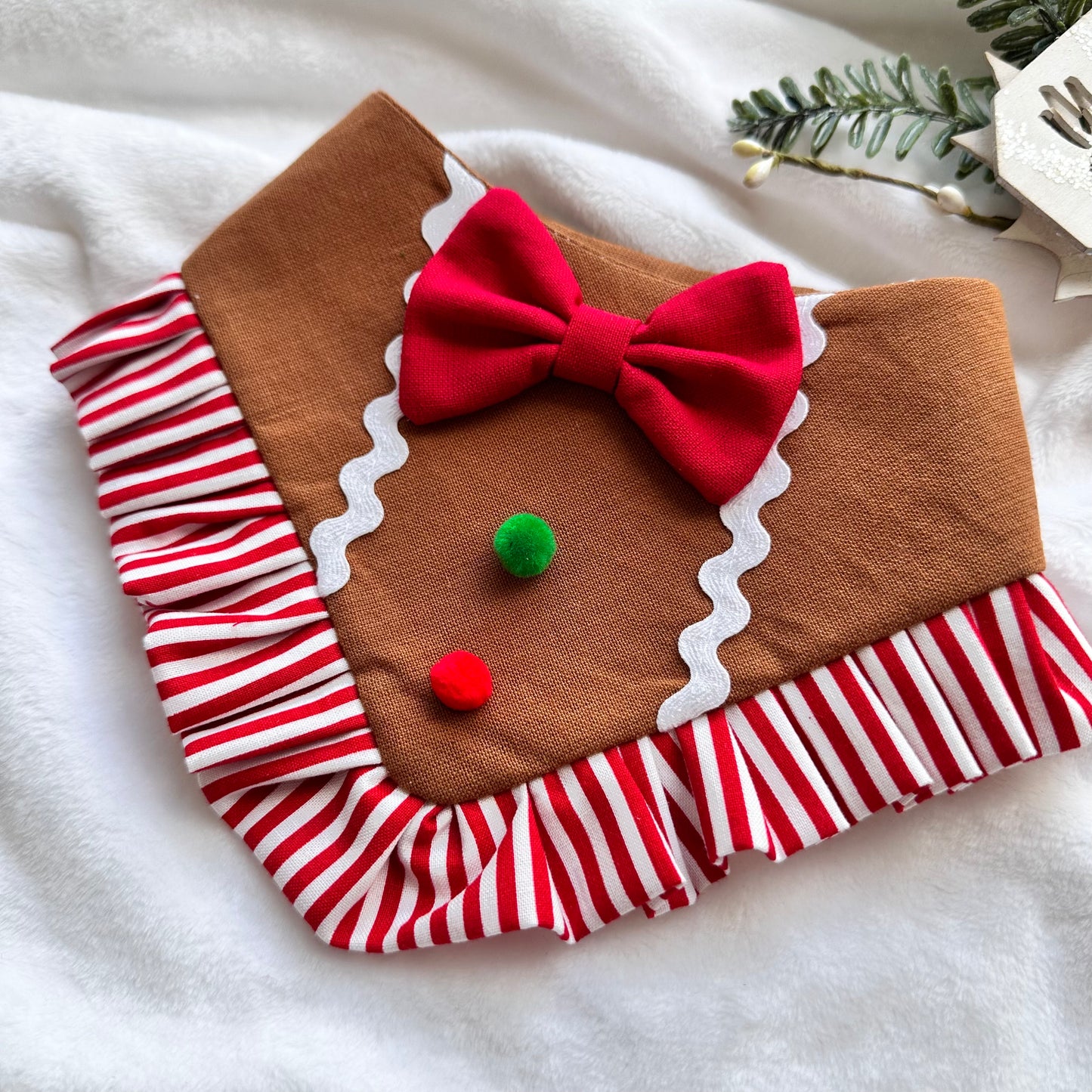 Gingerbread W/Ruffles Dog bandana