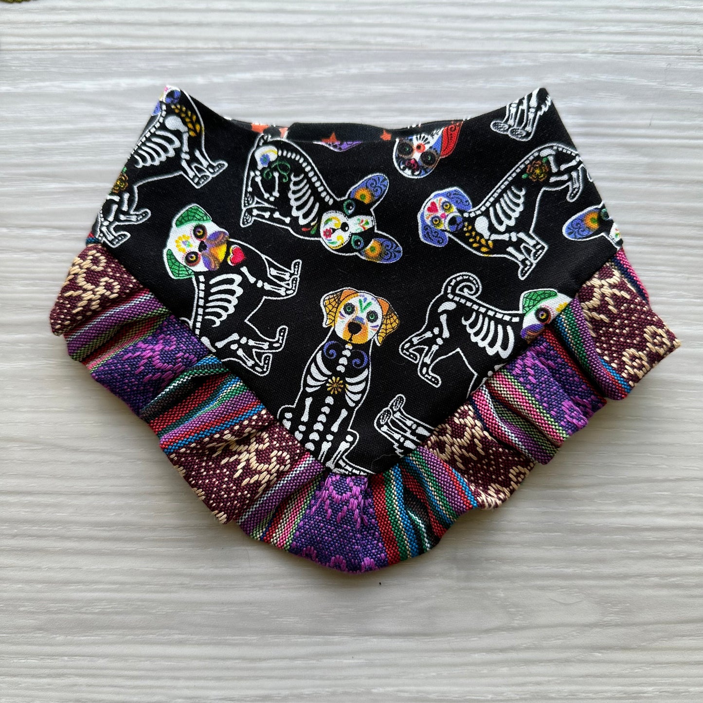 Dia de los muerto Dog Bandana with ruffle