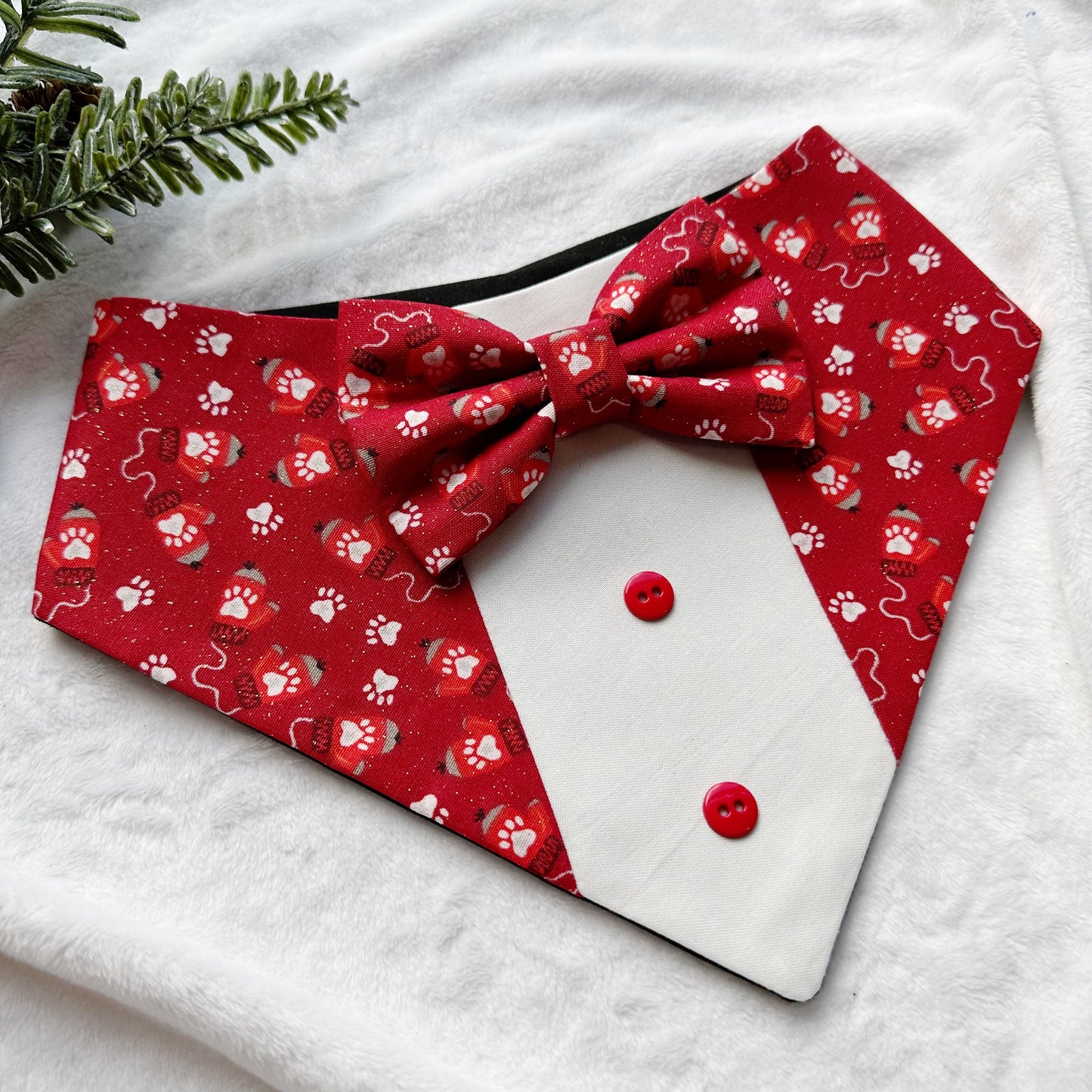 Christmas Red mittens Dog Tuxedo Bandana