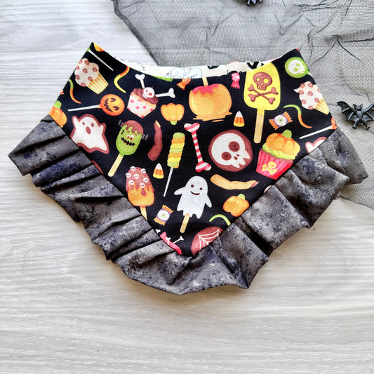 Spooky Candy with Ruffles Halloween Dog Bandana