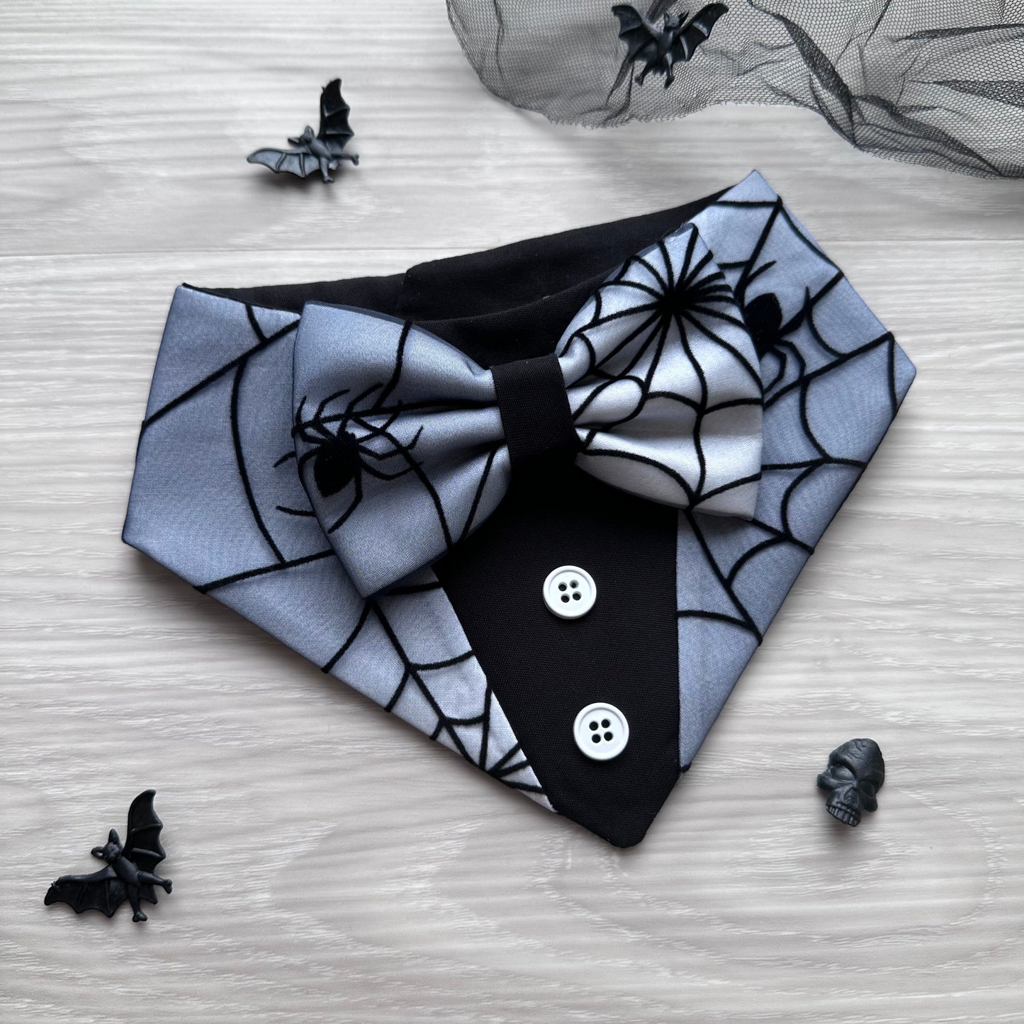 Spider web Dog Tuxedo, Halloween Dog Bandana