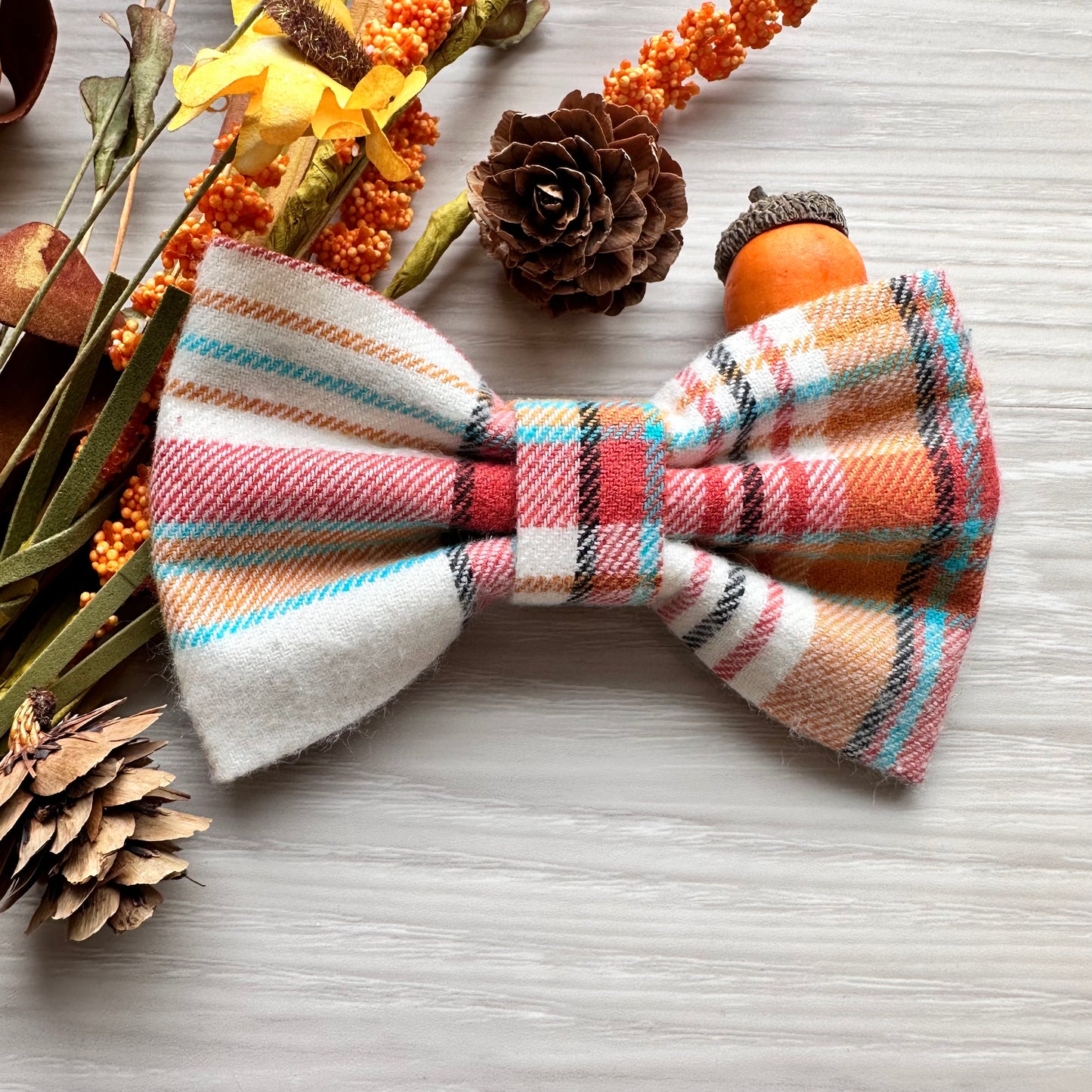 Plaid Fall Dog Bowtie,