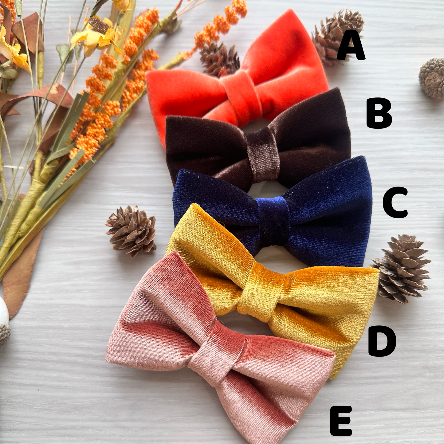 Velvet Fall Dog Bowtie,