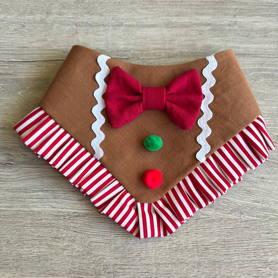 Gingerbread W/Ruffles Dog bandana