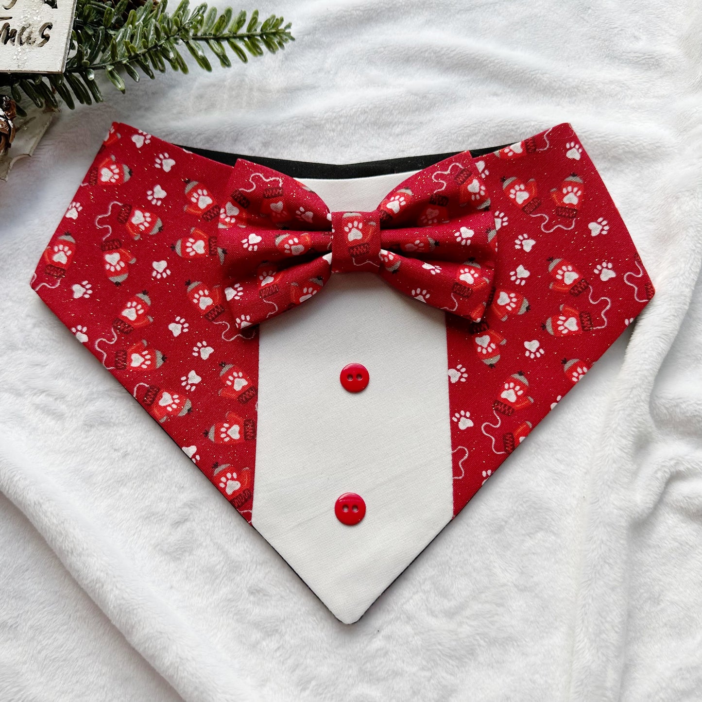 Christmas Red mittens Dog Tuxedo Bandana