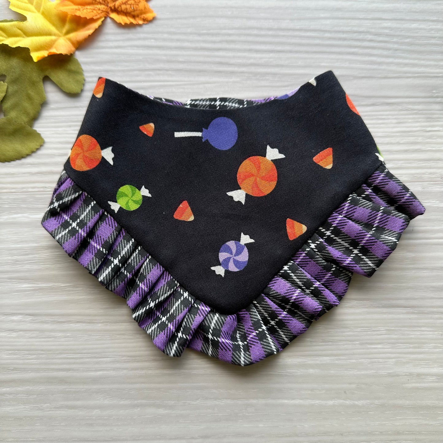 Halloween Candy Dog Bandana with Ruffle