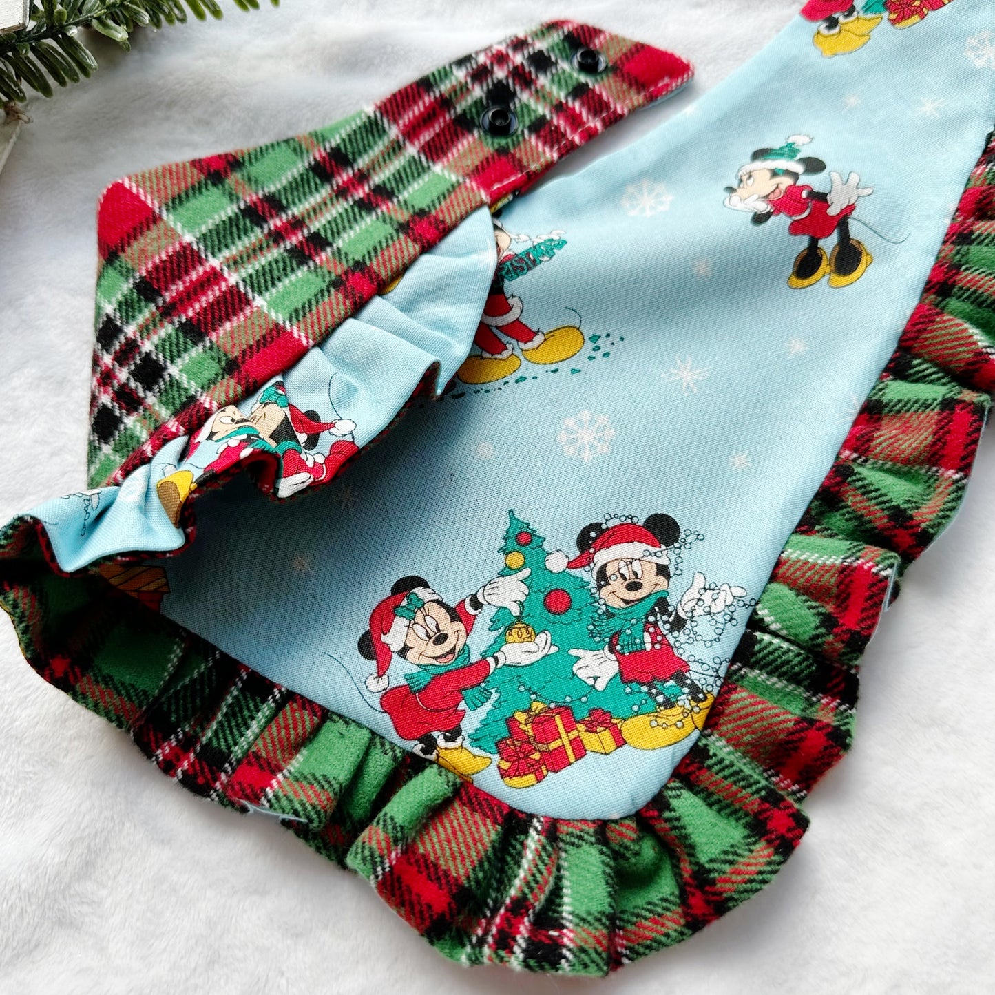 Christmas Soft Blue W/Ruffles Dog bandana