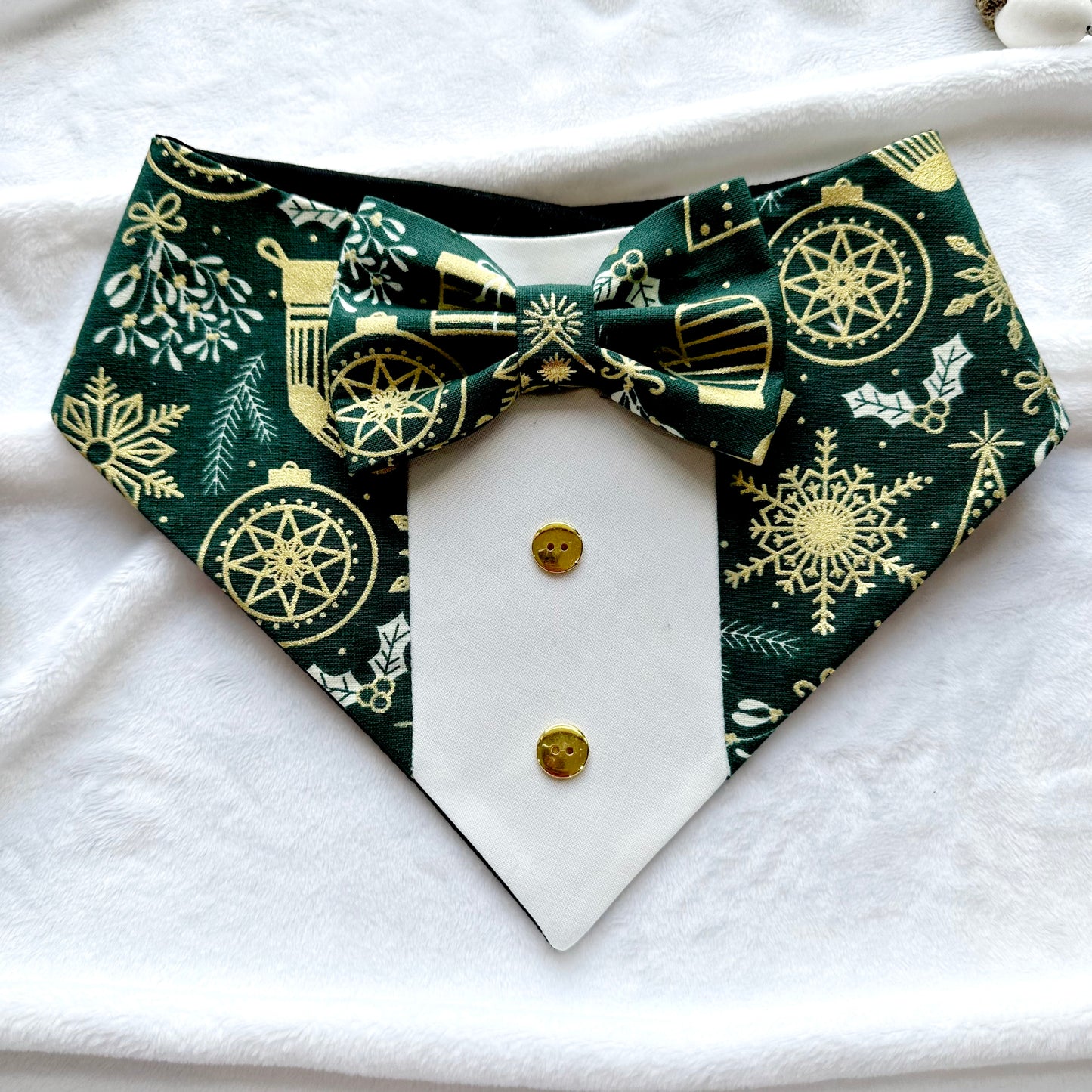 Christmas Green & Gold Dog Tuxedo Bandana