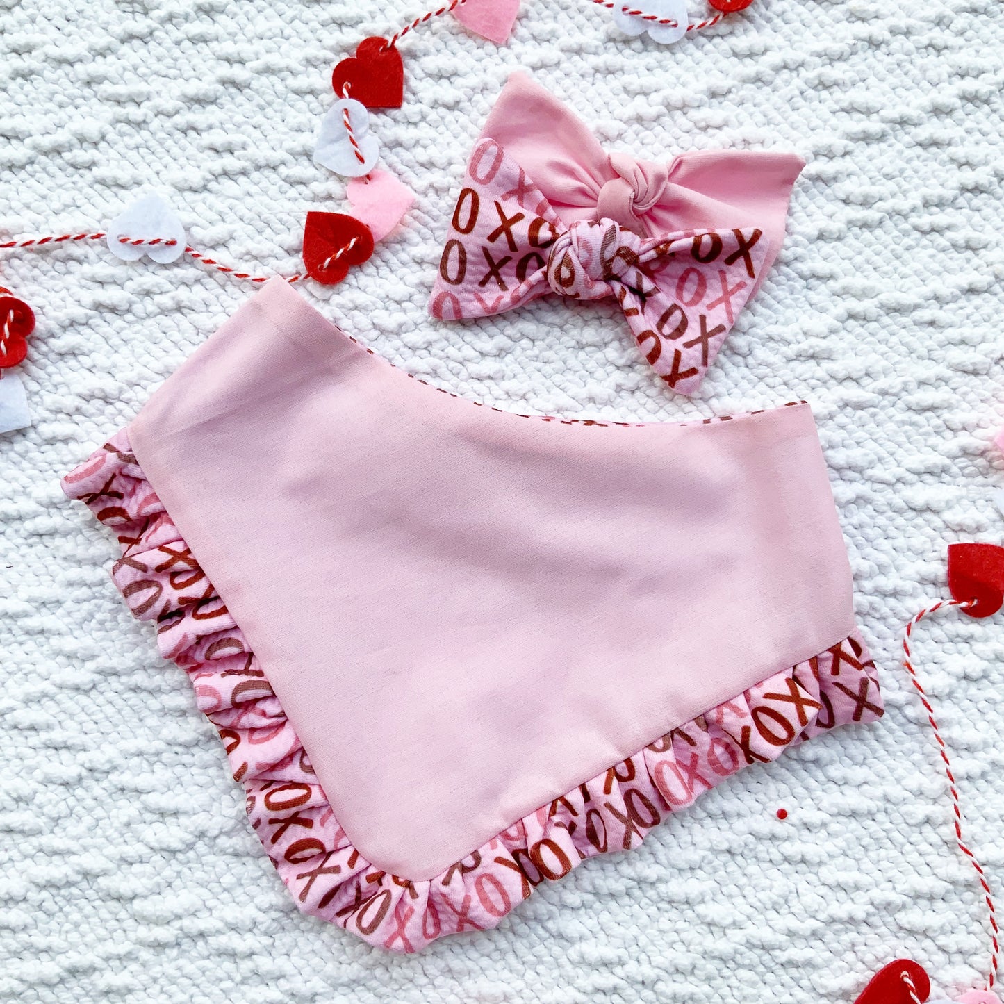 XoXo Valentines Dog bandana with ruffles