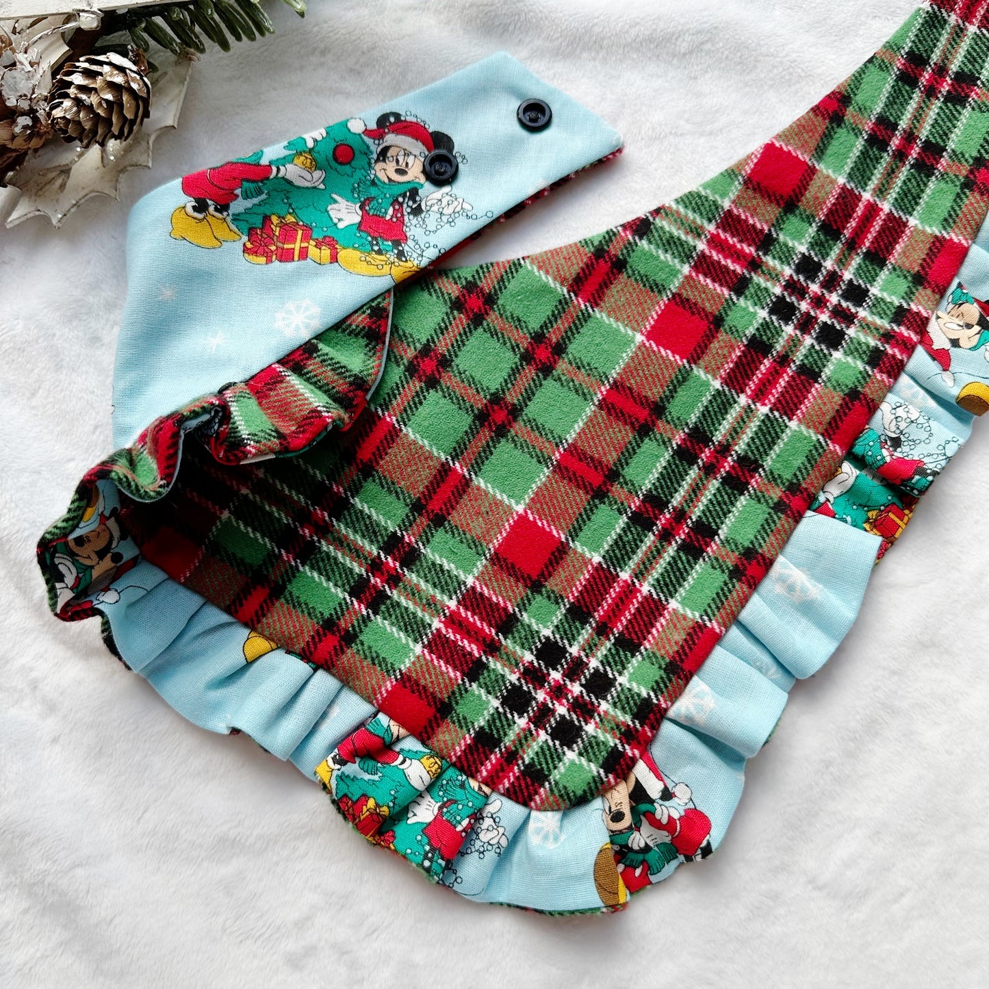 Christmas Soft Blue W/Ruffles Dog bandana