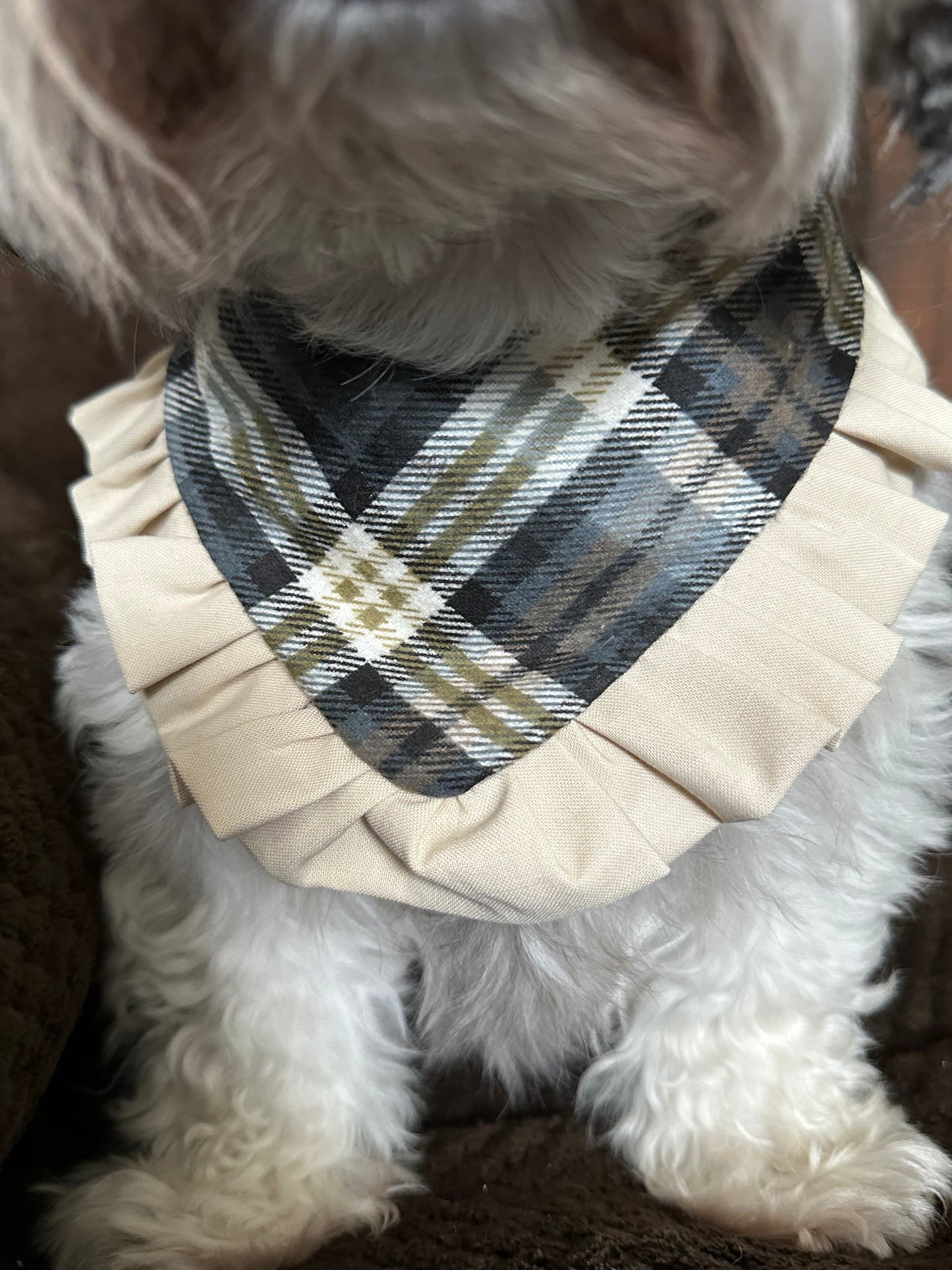 Beige Plaid Autumn Bandana