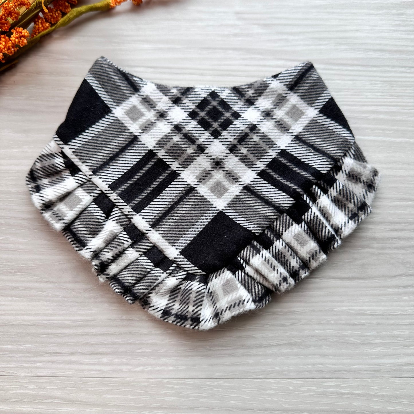 Black and White Plaid Fall Dog Bandana