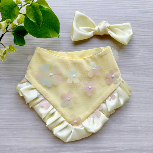 Spring Dog bandana with ruffles, Light Yellow