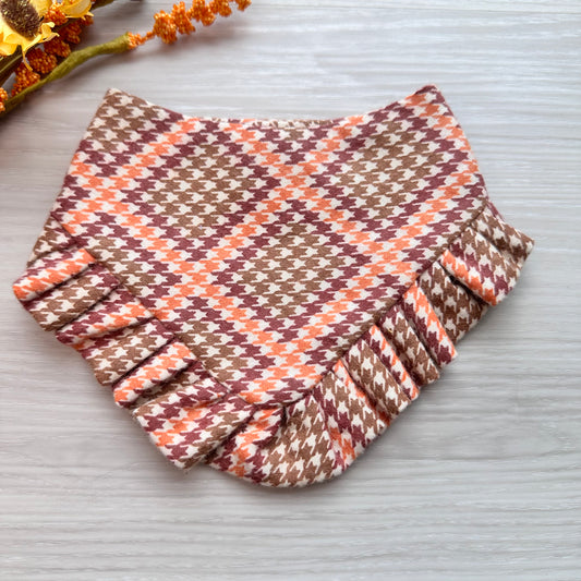 Brown and Orange Plaid Fall Dog Bandana