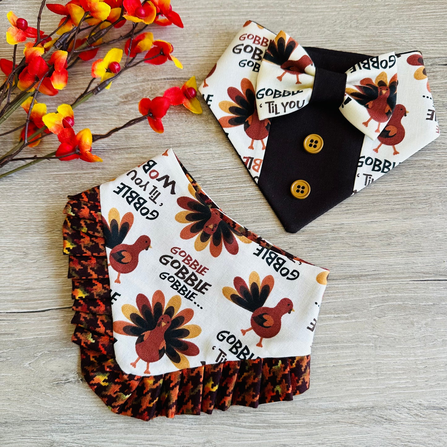 Thanksgiving Gobbie Gobble dog bandana