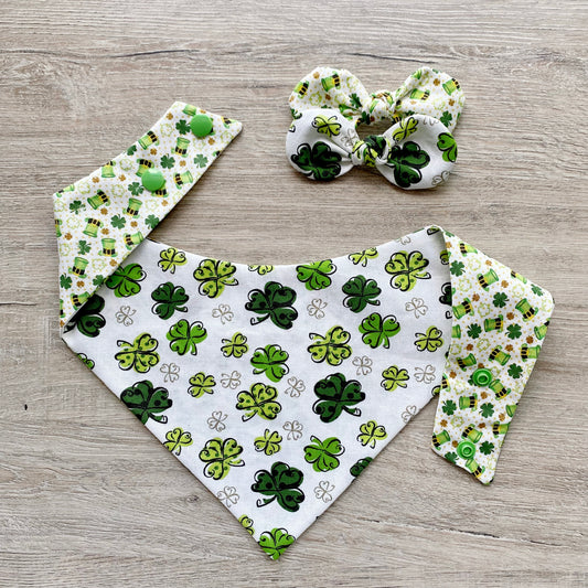 St. Patrick Dog Bandana, Tiny Hats and green polka dot