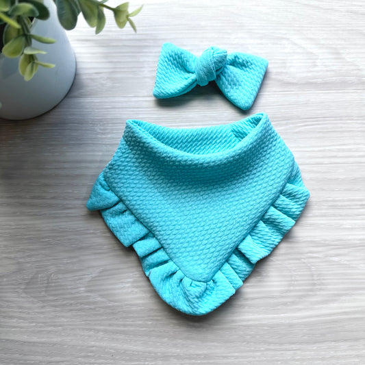 Teal Dog Bandana with Ruffle