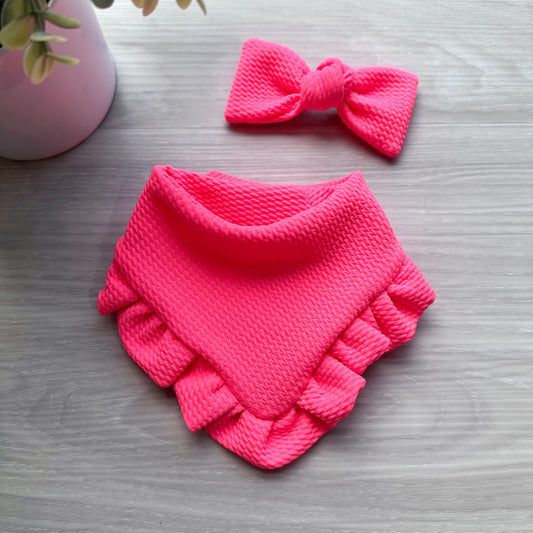 Bright Pink Dog Bandana with Ruffle