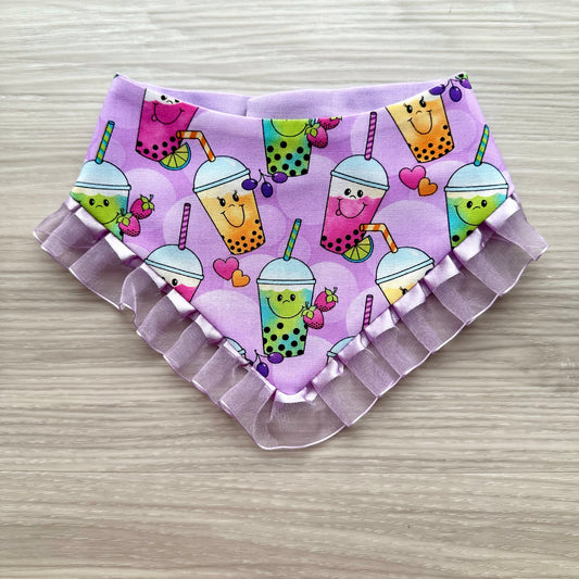 Bubble Tea Dog Bandana with Ruffle