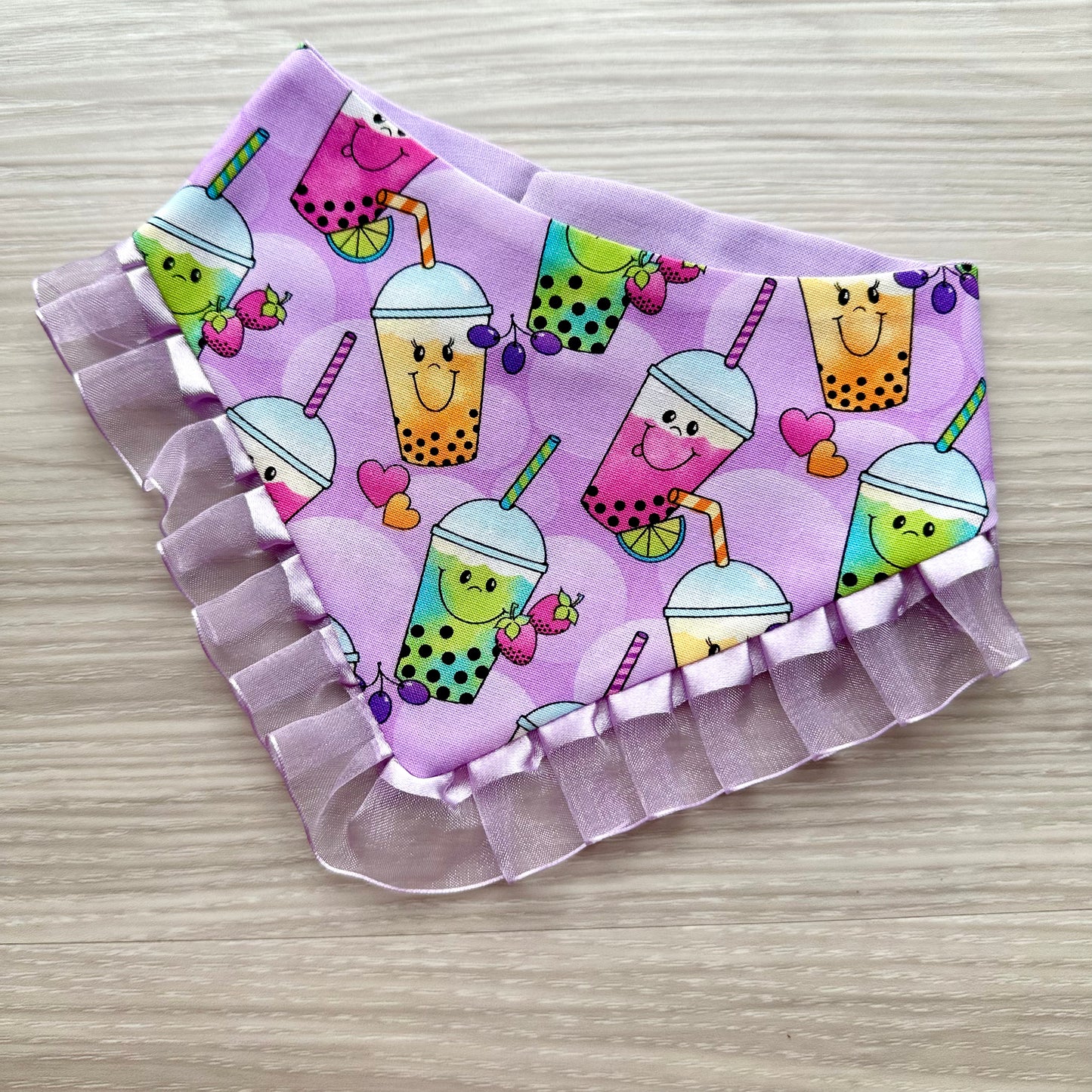 Bubble Tea Dog Bandana with Ruffle