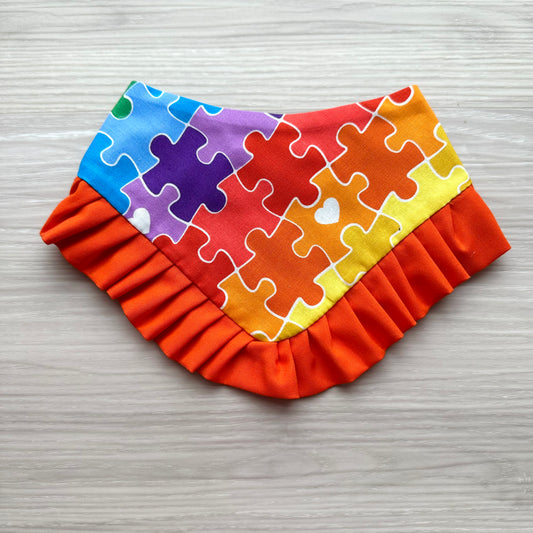 Colorful Puzzles Dog Bandana with Ruffle