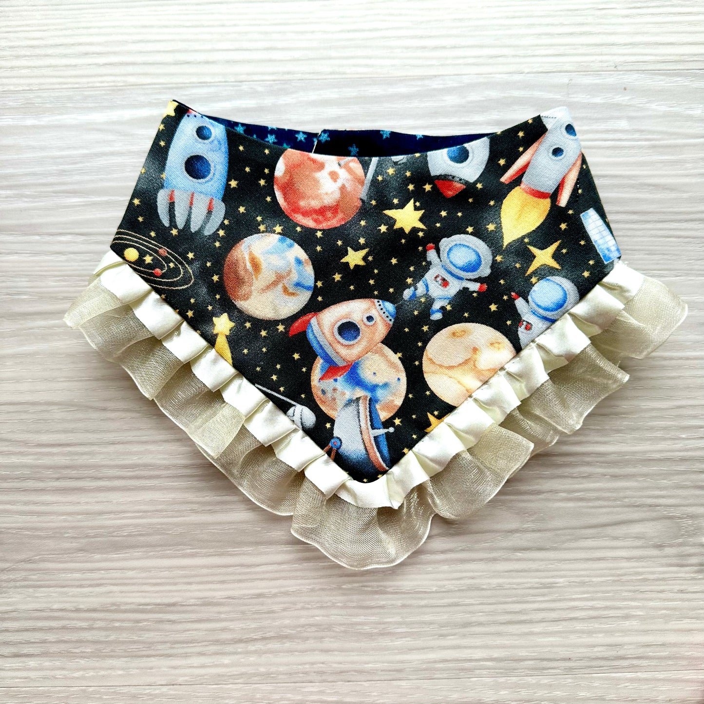 Astronaut Space Dog Bandana with Ruffle