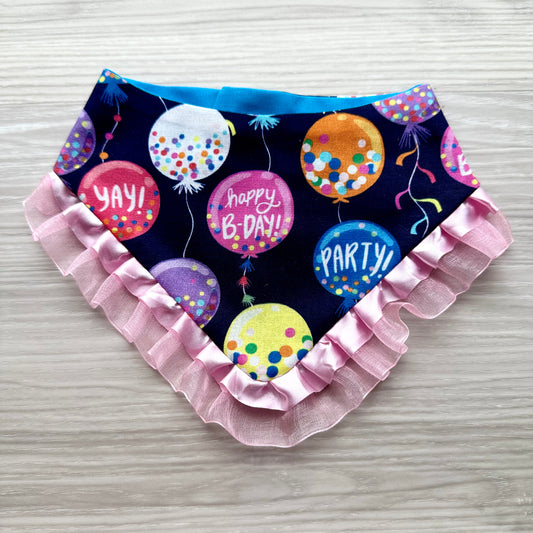 Happy Birthday Balloons Dog Bandana with Ruffle