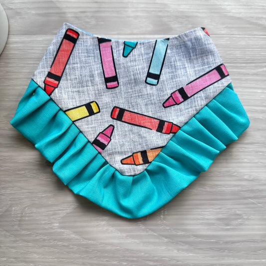 Back To school Dog Bandana with Ruffle Crayons