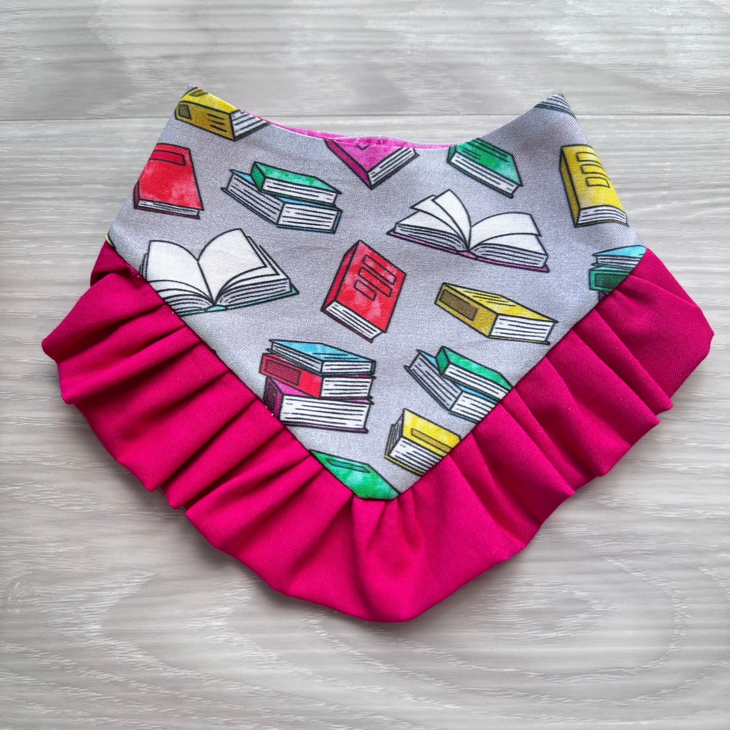 Back To school Dog Bandana with Ruffle Books