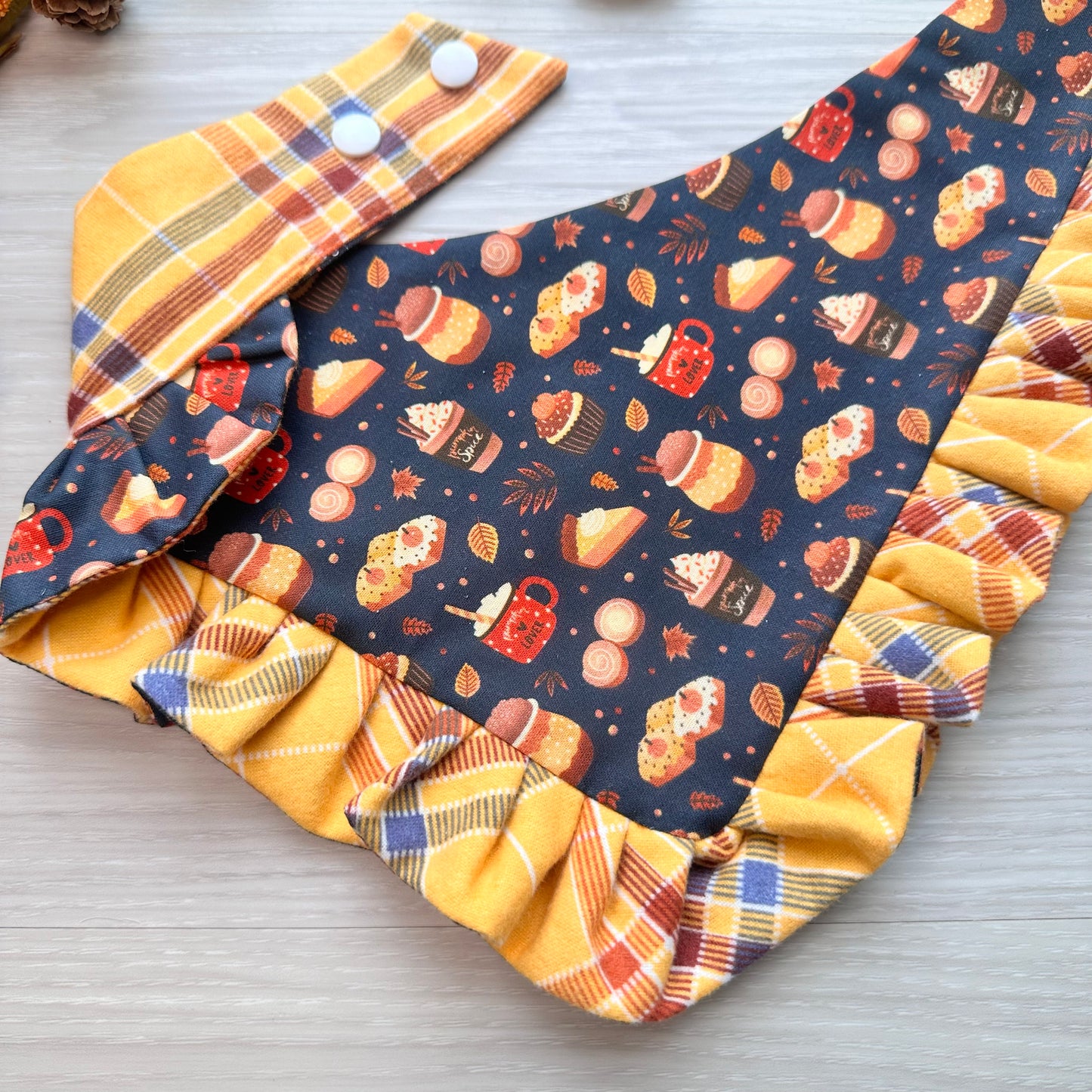 Picnic Sweets Fall Dog Bandana with Ruffle