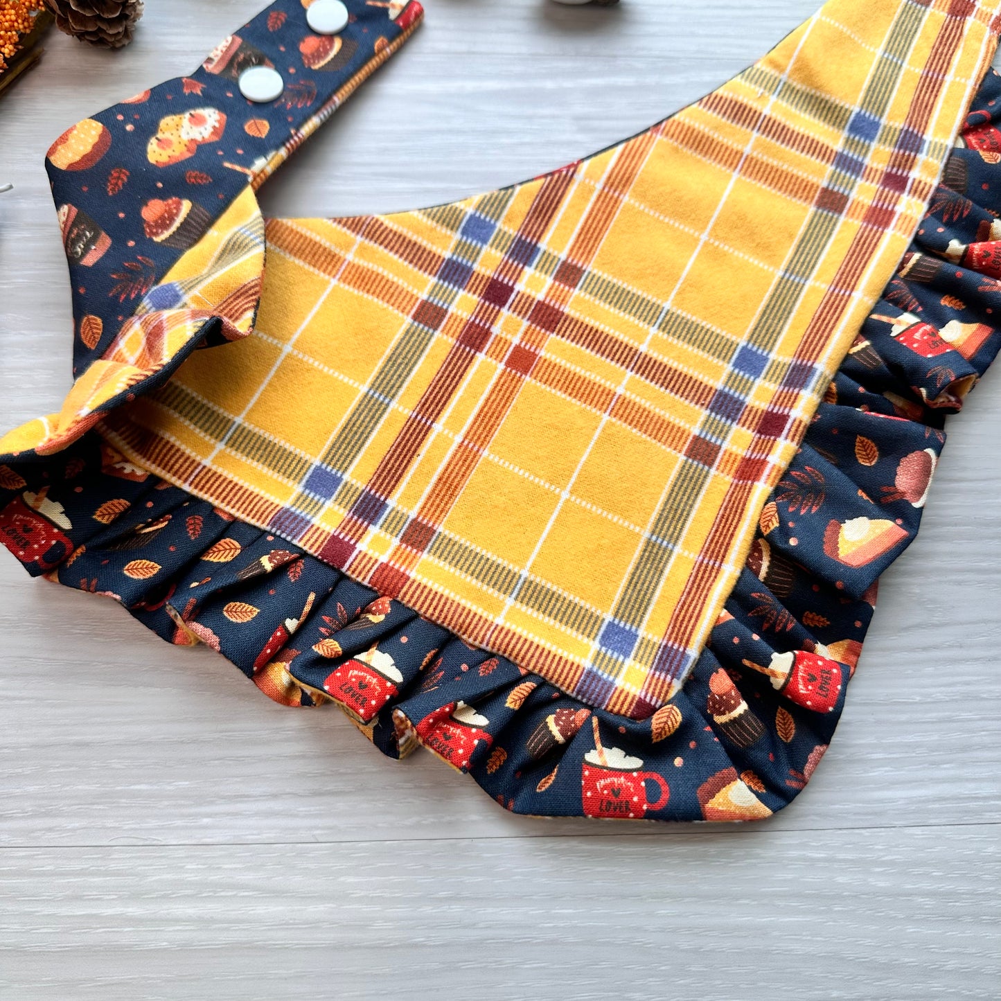 Picnic Sweets Fall Dog Bandana with Ruffle