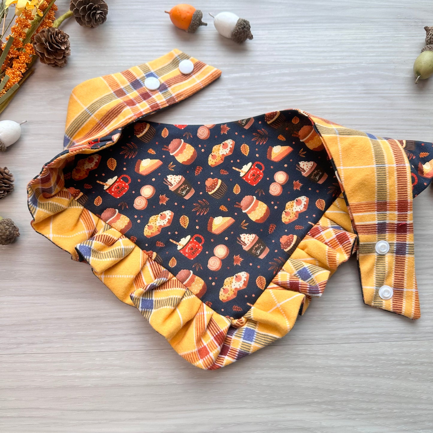 Picnic Sweets Fall Dog Bandana with Ruffle