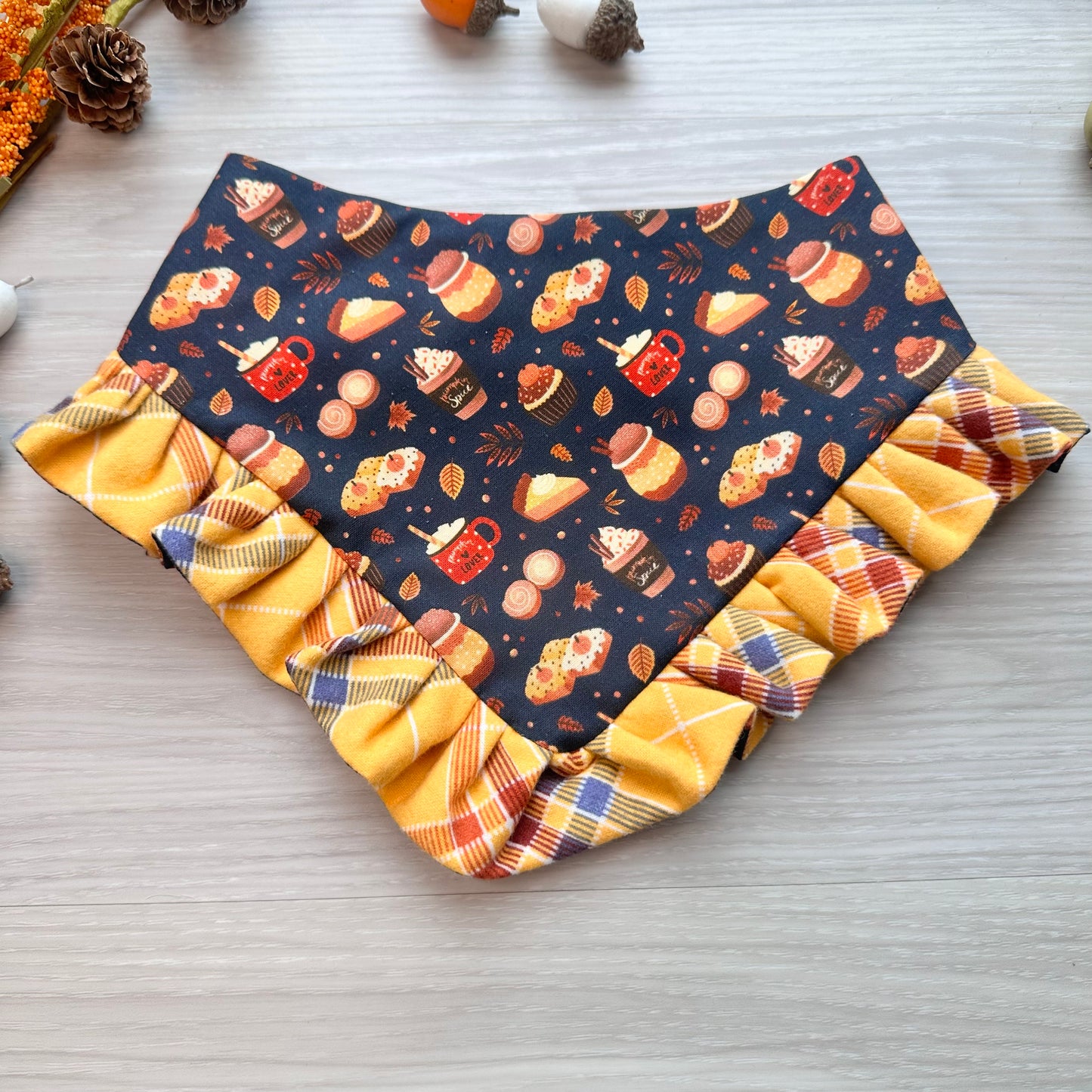 Picnic Sweets Fall Dog Bandana with Ruffle