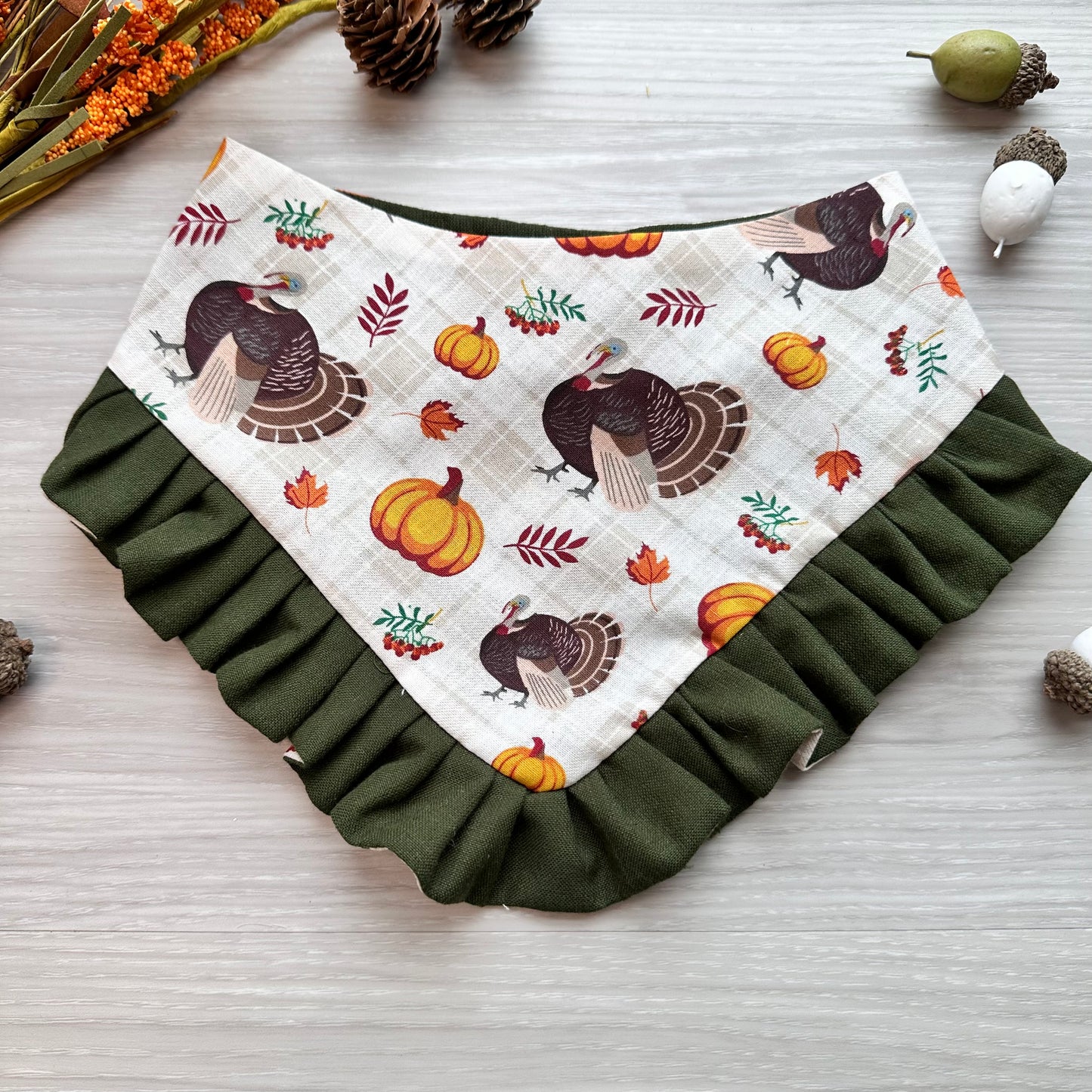 Turkey and Pumkins Fall Dog Bandana