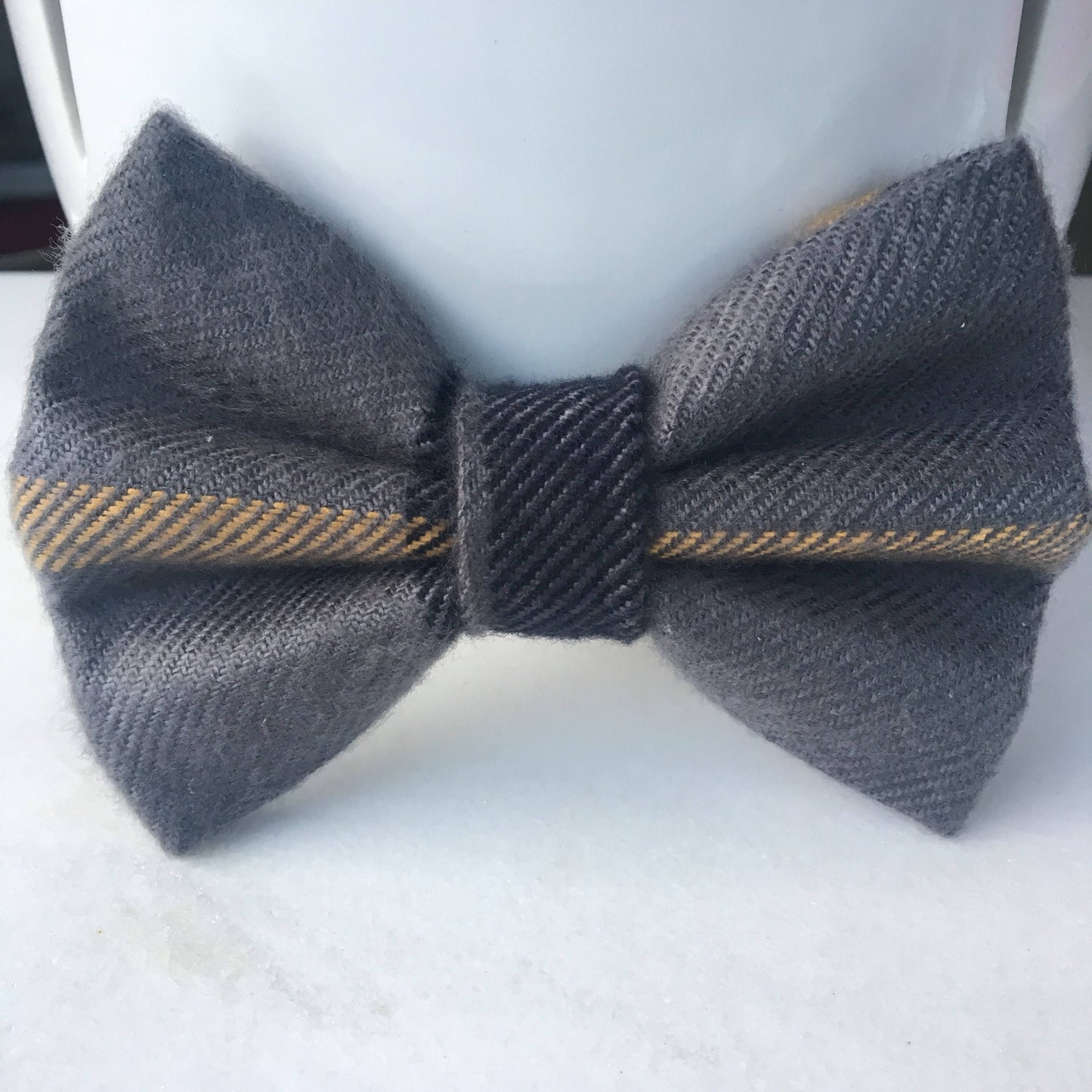 Gray and Yellow plaid Bow Tie, Dog Accessories, Dog Clothe, Dog Bow tie, Puppy Bow, Pet Scarf, flannel bow
