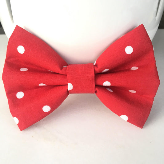 Red and White Polka dot Bowtie