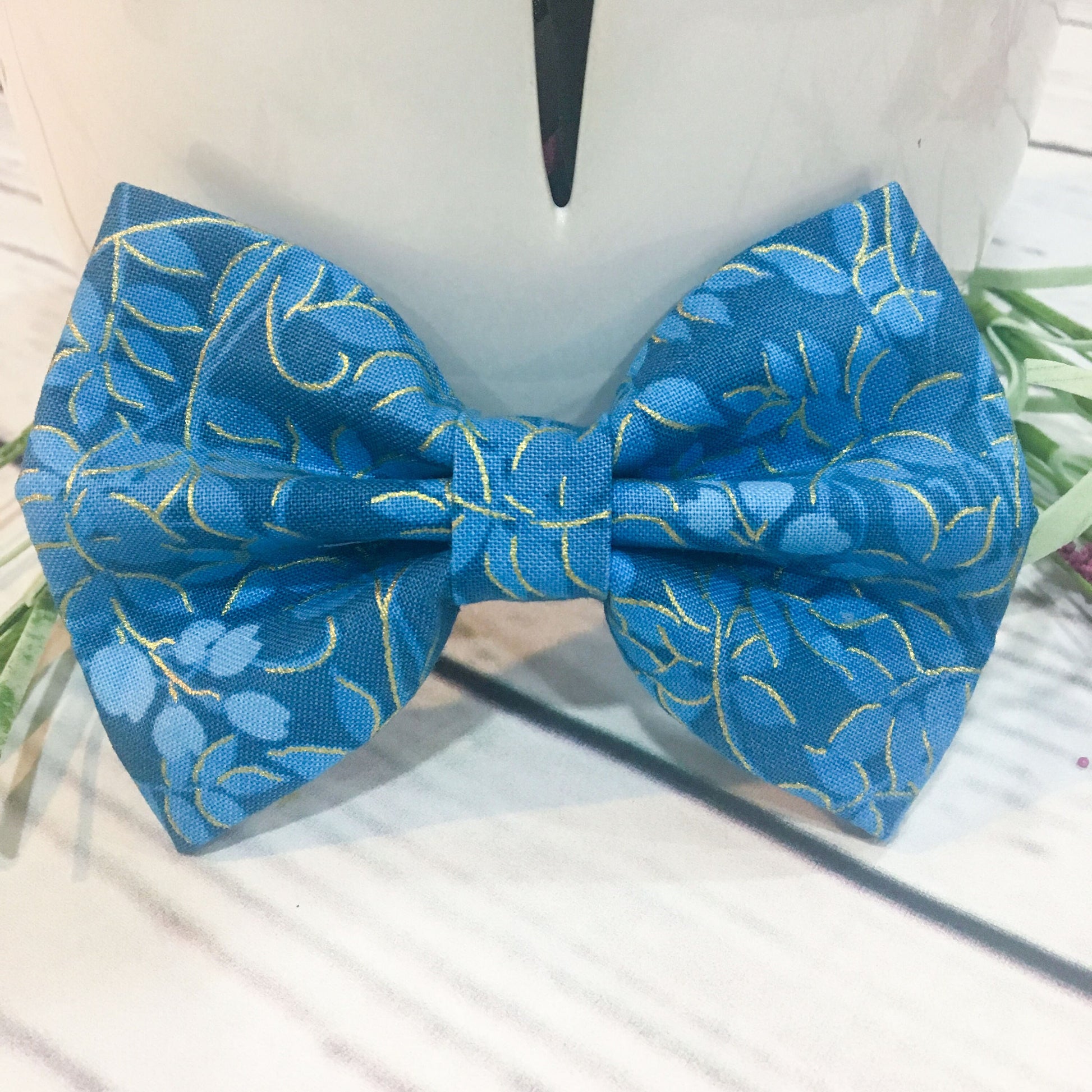 Blue floral Dog Bow Tie