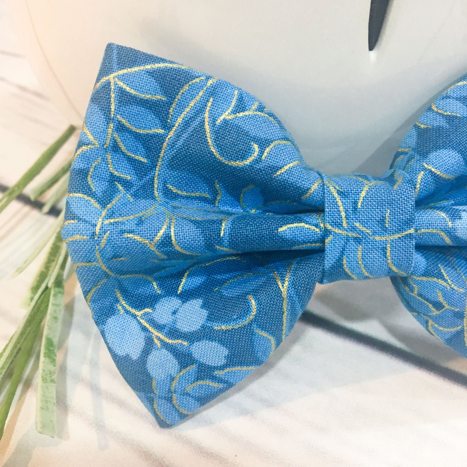 Blue floral Dog Bow Tie