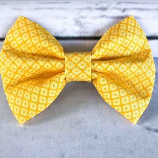 Yellow Spring Dog Bow Tie, Cotton Pet Collar Accessory