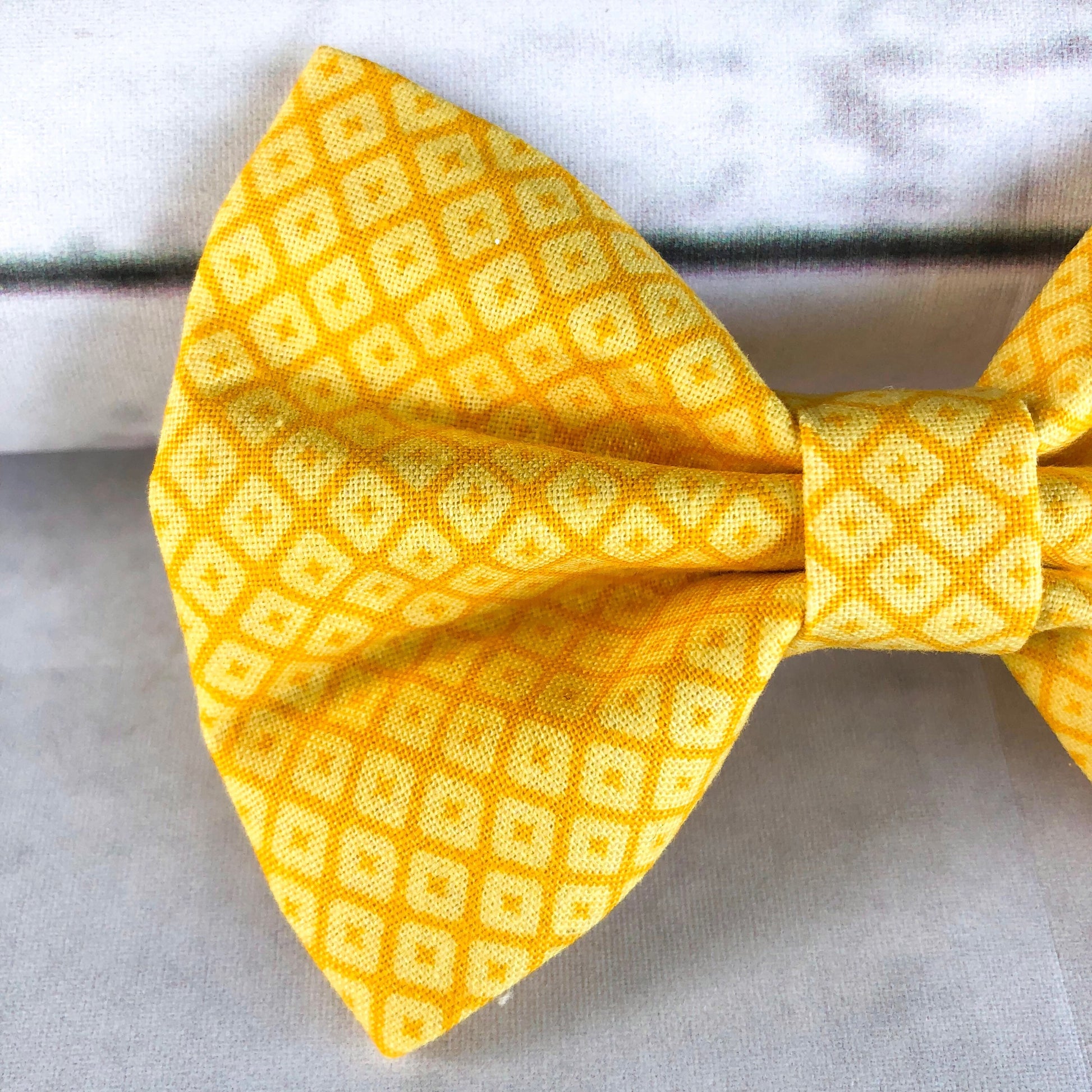 Yellow Spring Dog Bow Tie, Cotton Pet Collar Accessory