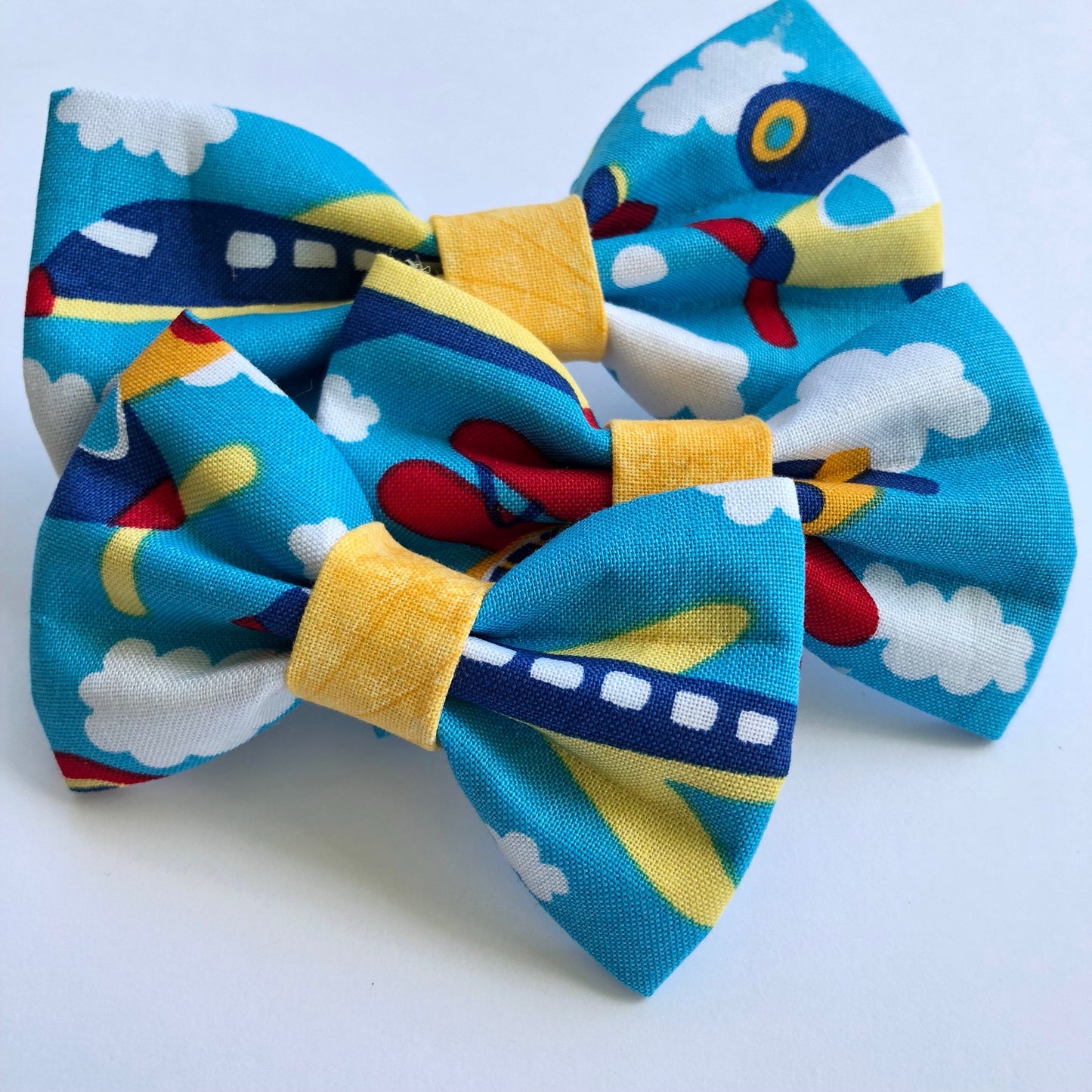 Airplanes Dog Bow Tie, Handmade Cotton Puppy Collar Attachment