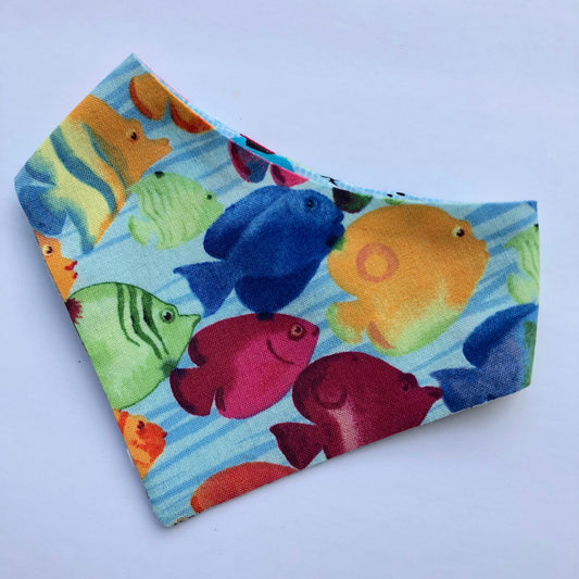 Under the Sea Dog Bandana, Reversible Aquarium Fish Print