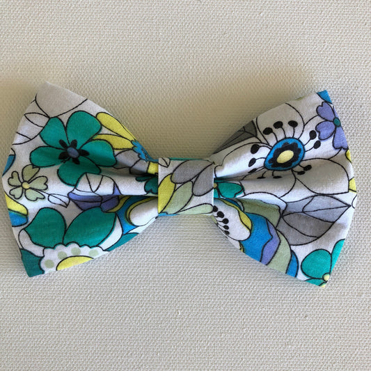 Teal Floral Dog Bow Tie, summer bow tie, Dog Accessories, Dog Clothe, Dog Bow tie, Puppy Bow, Pet Scarf, flower bow, spring bow tie