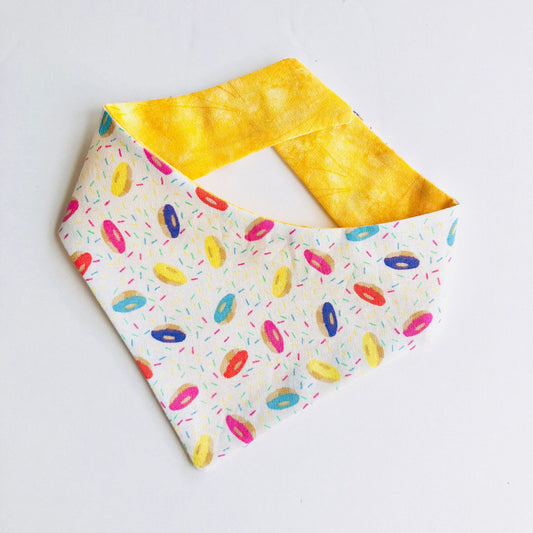 Donut Print Dog Bandana, Reversible Pet Scarf